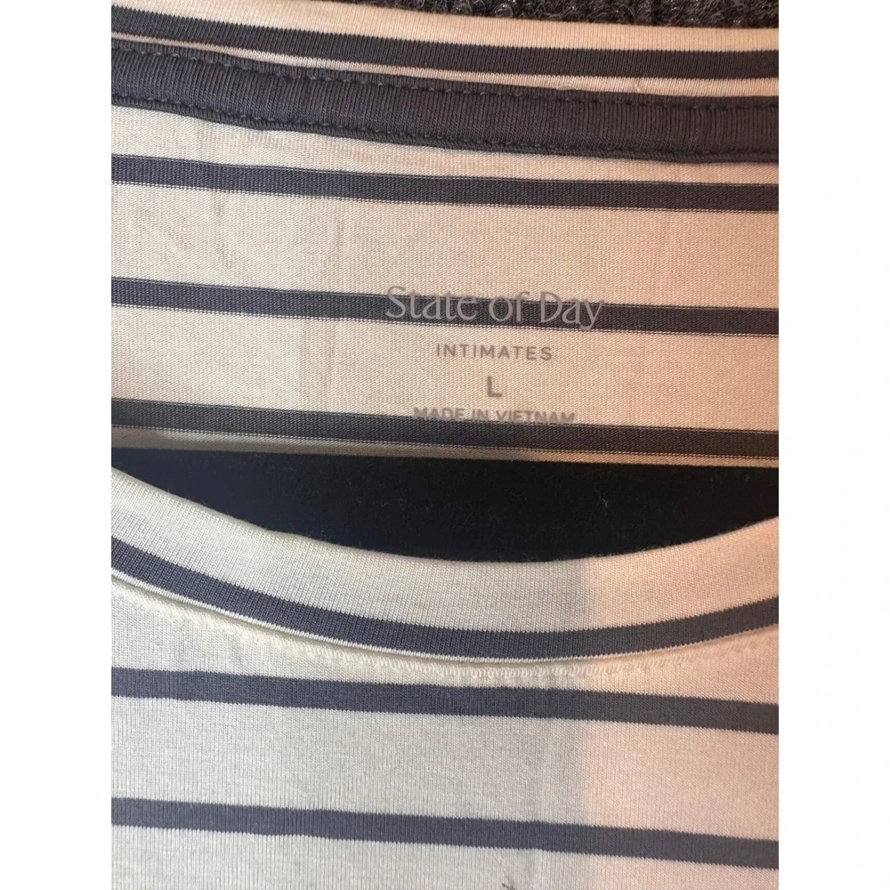 State of Day Intimates Fluid Knit Pajama Set Large Stripe Tencel Modal 2pc NWT